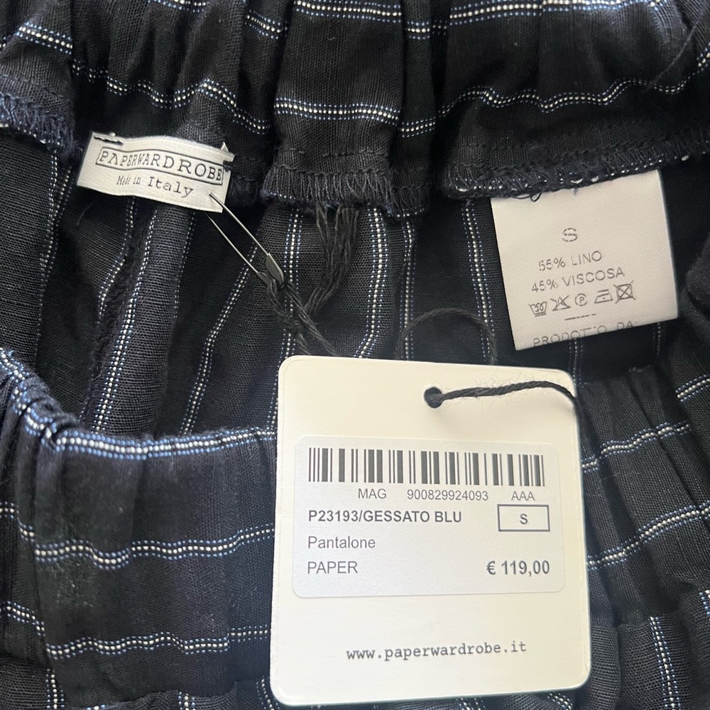 Paper Wardrobe Gessato Blu Striped Pants - Blue & White